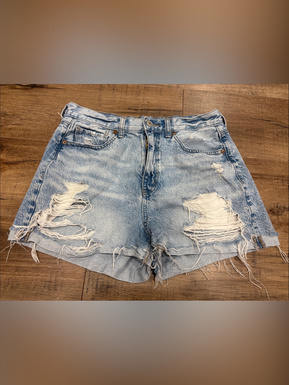 American Eagle Outfitters Light Blue Distressed Denim Shorts